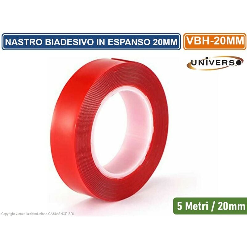 foto del prodotto nastro biadesivo trasparente in espanso vbh 5 metri 20mm spessore 0.5mm extra forte