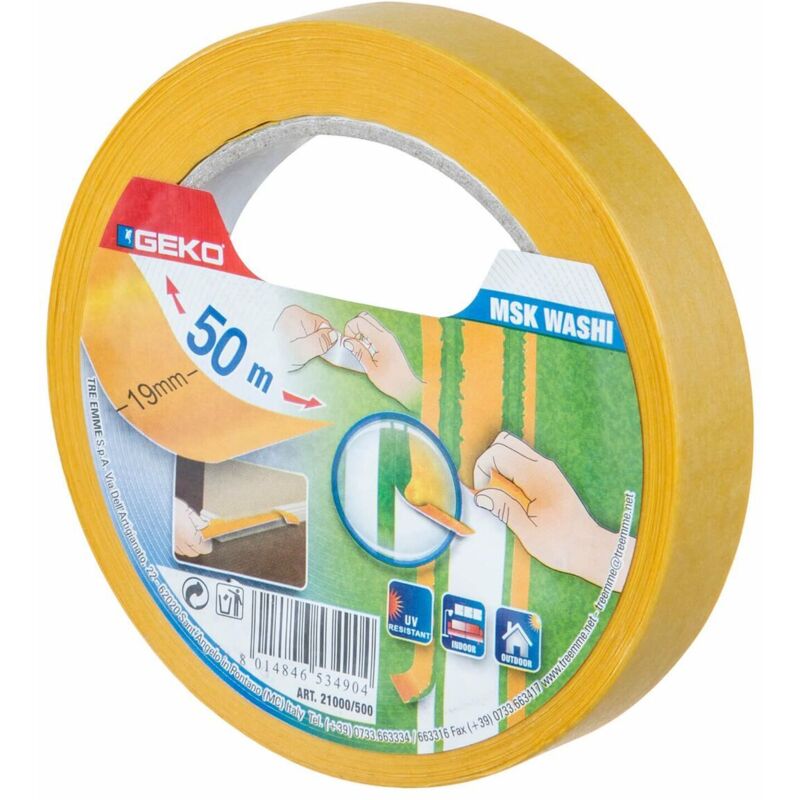 foto del prodotto nastro carta geko msk washi arancio acrilico carta 19 mm x 50 m