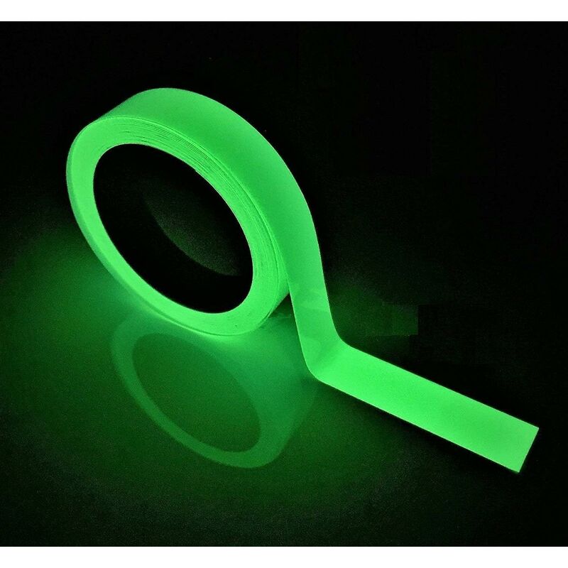 foto del prodotto nastro che si illumina al buio, nastro autoadesivo fluorescente, nastro luminoso verde bagliore, nastro di sicurezza che si illumina al buio,