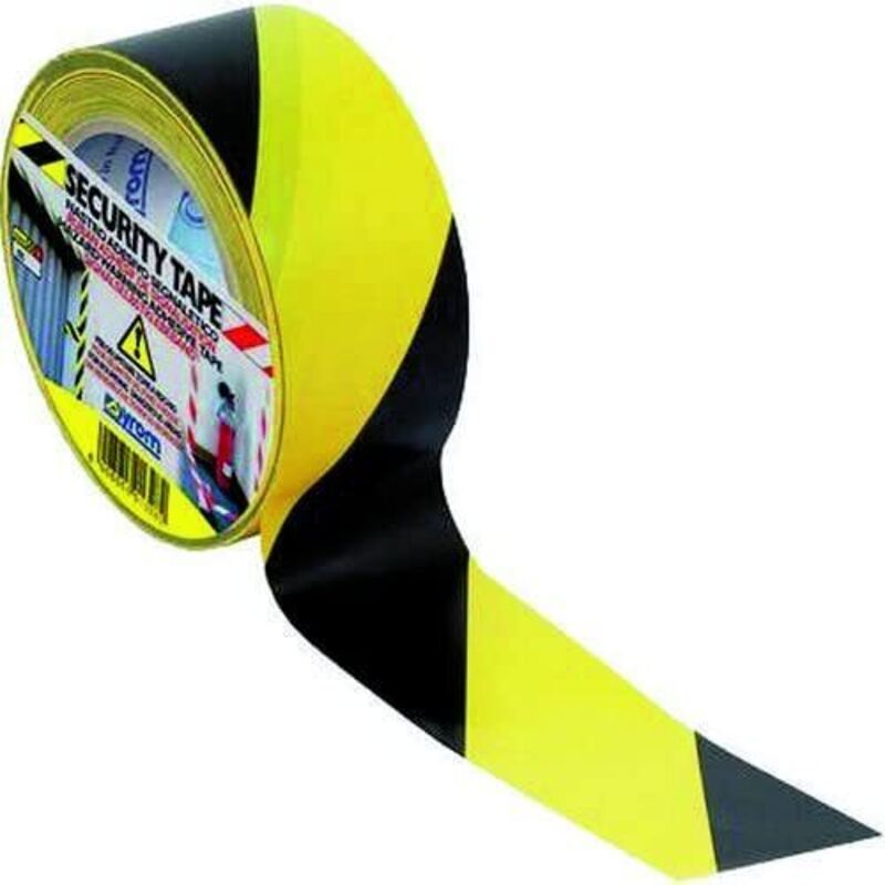 foto del prodotto nastro con strisce trasversali security tape giallo nero 50mm x 33m syrom