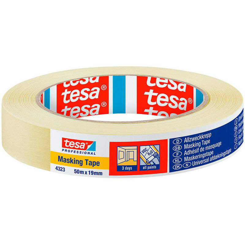 foto del prodotto nastro da dipingere tesa 4323 50 m x 19 mm carta bianca uso generale