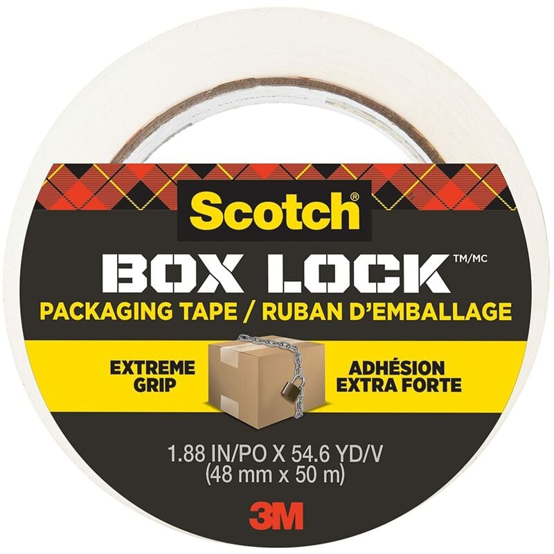 foto del prodotto nastro da imballo box lock 1 rotolo, 48 mm x 50 m nastro adesivo per chiudere scatole, cartoni e pacchi scotch