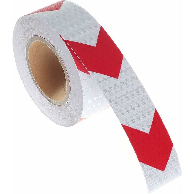 foto del prodotto nastro di avvertimento riflettente, 25mx5cm nastro di sicurezza riflettente per orientamento della freccia segnale di avvertimento freccia rossa e