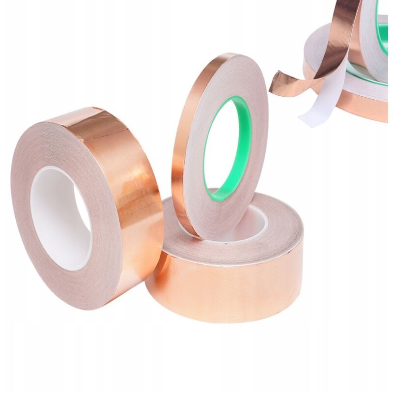 foto del prodotto nastro di rame 5 mm x 50 m spessore 0,05 mm conduttivo su un lato