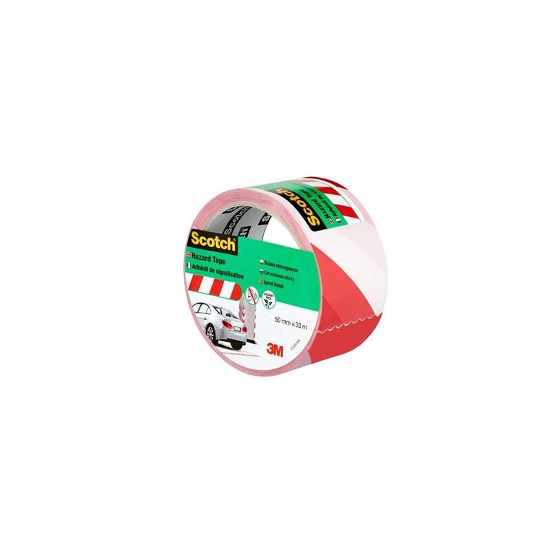 foto del prodotto nastro di segnalazione adesivo bianco e rosso, 50 mm x 33 m