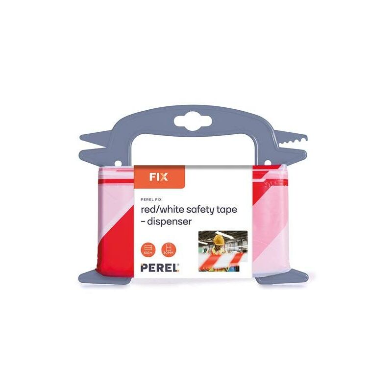 foto del prodotto nastro di sicurezza rosso bianco 100 m dispenser