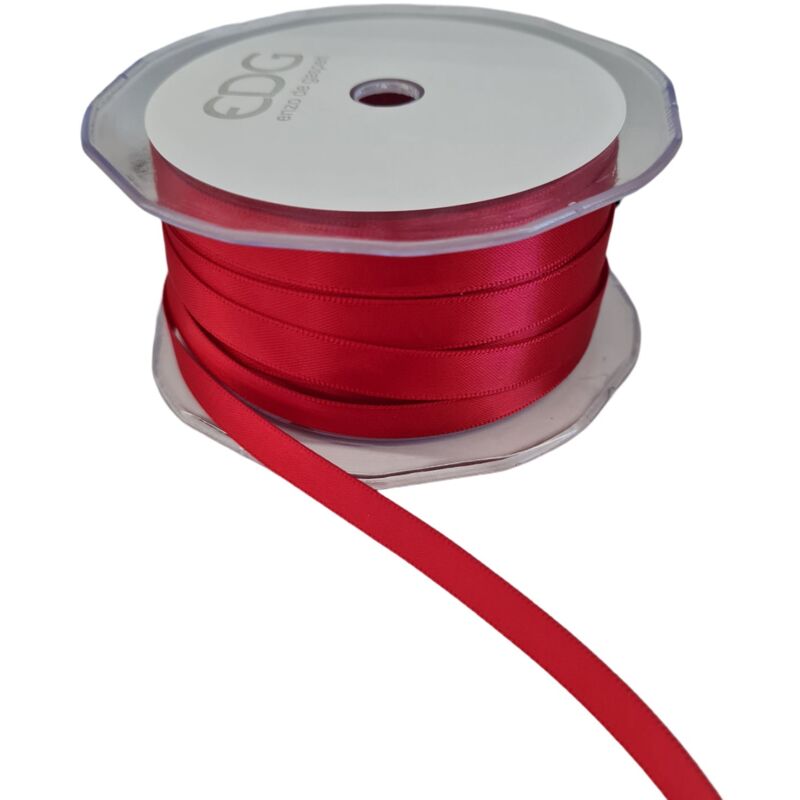 foto del prodotto nastro doppio raso in velluto rosso 10 mm x 50 mt per decorazioni e confezioni natalizie rosso