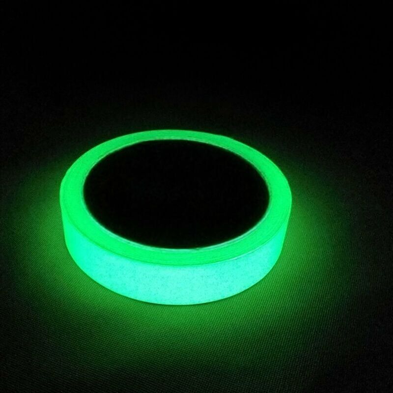 foto del prodotto nastro fosforescente 1cm5m, nastro adesivo autoadesivo, nastro fosforescente, adesivo fluorescente notturno, rimovibile, impermeabile, verde