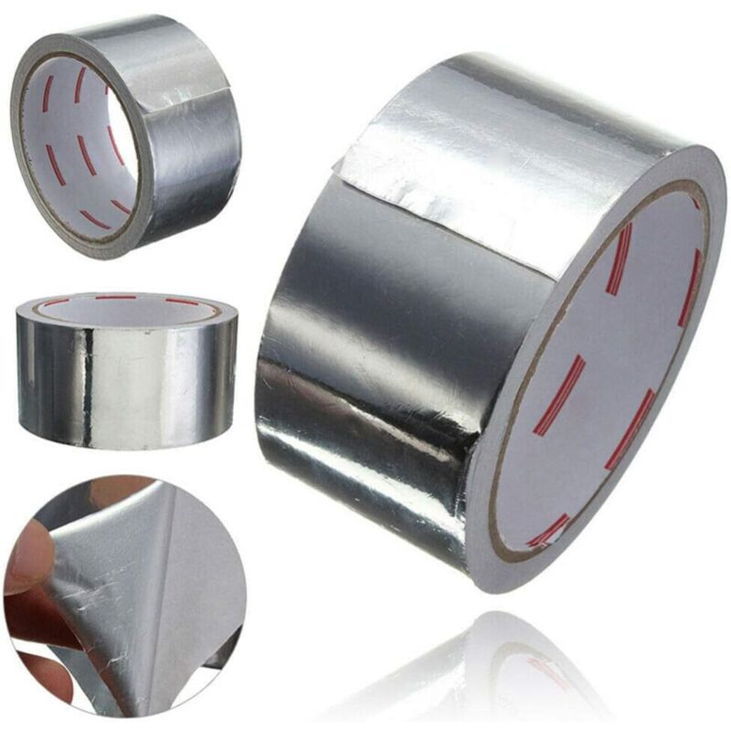 foto del prodotto nastro in alluminio da 25 mm x 50 m rotoli di nastro adesivo conduttivo resistente al calore per riparazioni di impianti hvac, condotti,