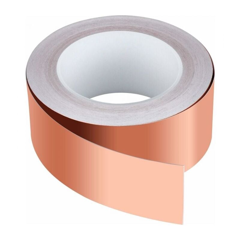 foto del prodotto nastro in lamina di rame 25 m x 50 mm, nastro in lamina di rame di alta qualit , nastro schermante emc, nastro per schermatura emi, artigianato,