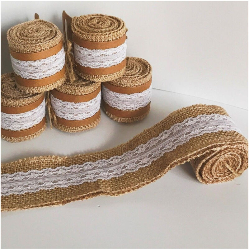 foto del prodotto nastro in pizzo juta per decorazioni bomboniera wedding tulle ribbon shabby trade shop traesio