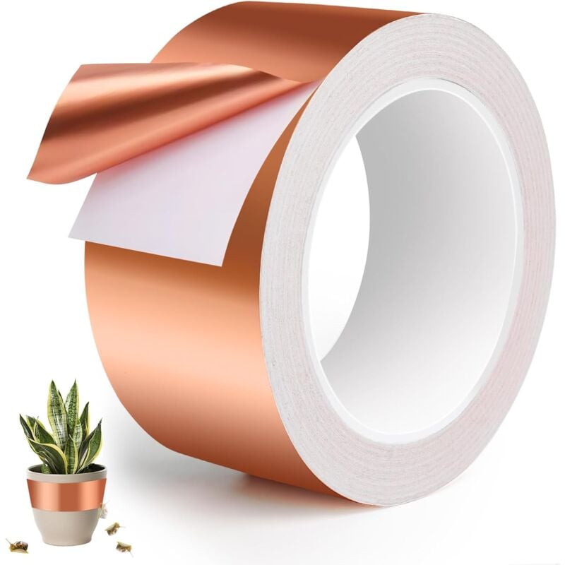 foto del prodotto nastro in rame anti lumache e lumache, 50 mm x 20 m, efficace nastro in rame anti lumache, conduttivo monofacciale, nastro in lamina di rame