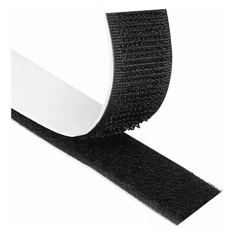 foto del prodotto nastro in velcro autoadesivo extra forte da 8 m, biadesivo con velcro largo 20 mm, striscia in velcro con retro adesivo e nastro a strappo nero loy