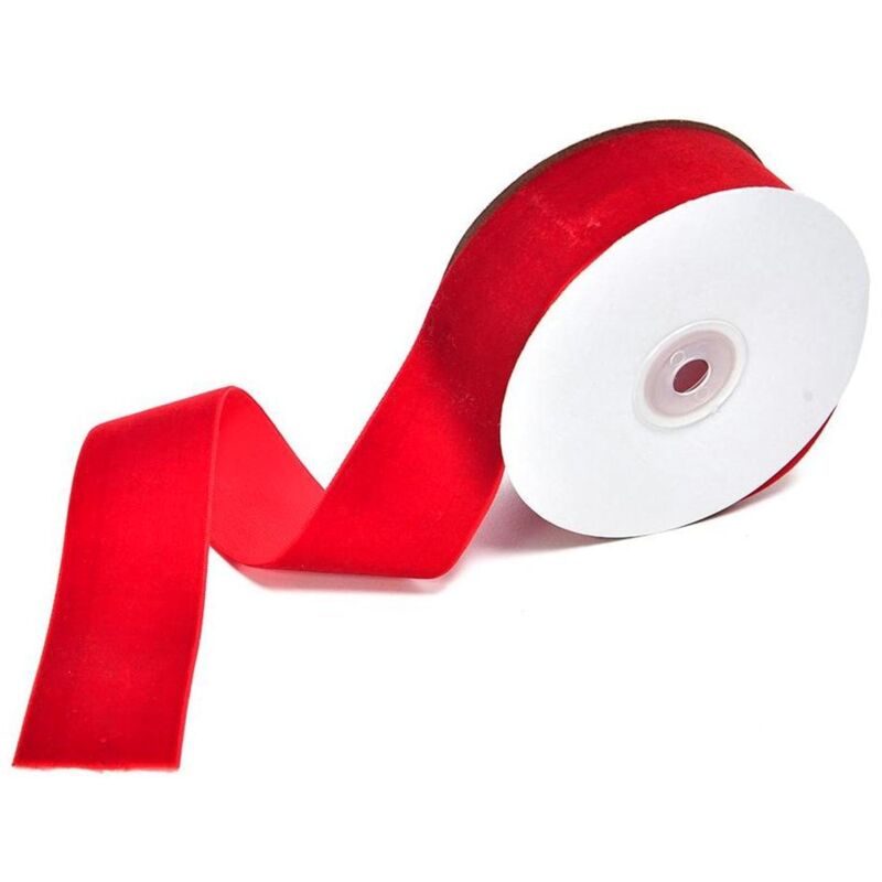 foto del prodotto nastro in velluto colore rosso in espositore per decorazioni 25 m