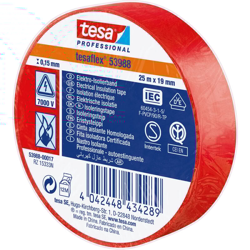 foto del prodotto nastro isolan.certificato rosso mm.19 mt.25 
