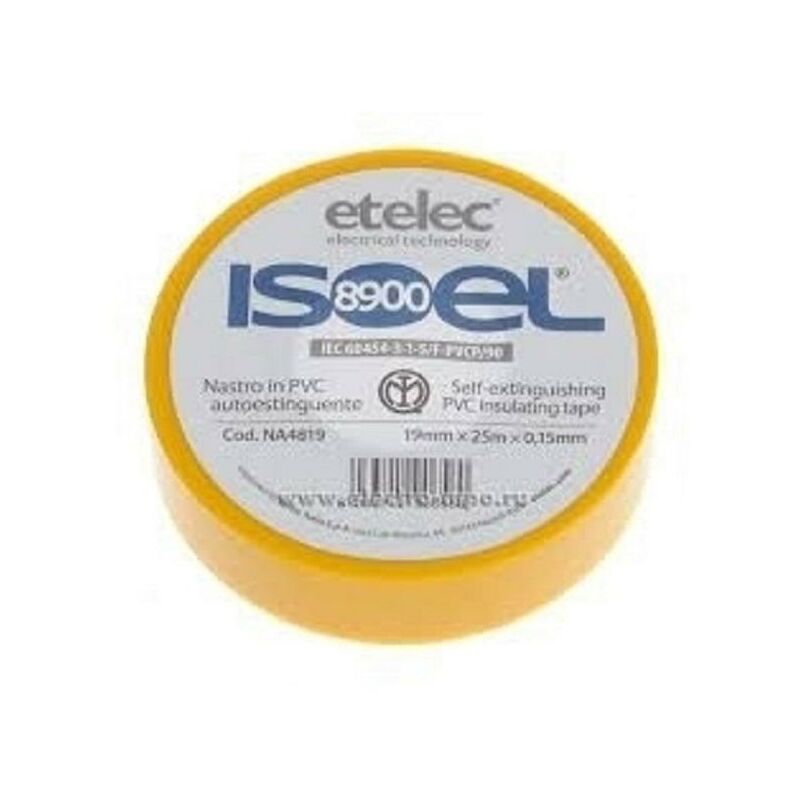 foto del prodotto nastro isolante 19mmx25mx0.15mm giallo na4819 etelec