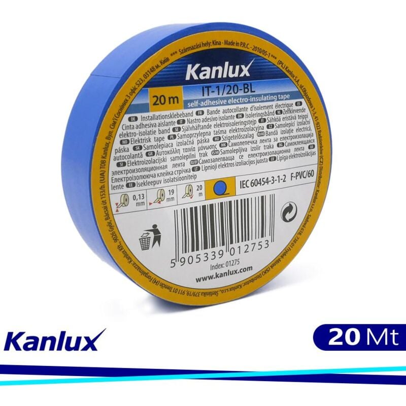 foto del prodotto nastro isolante adesivo elettricista isolante elettrico 19 mm blu 20 mt
