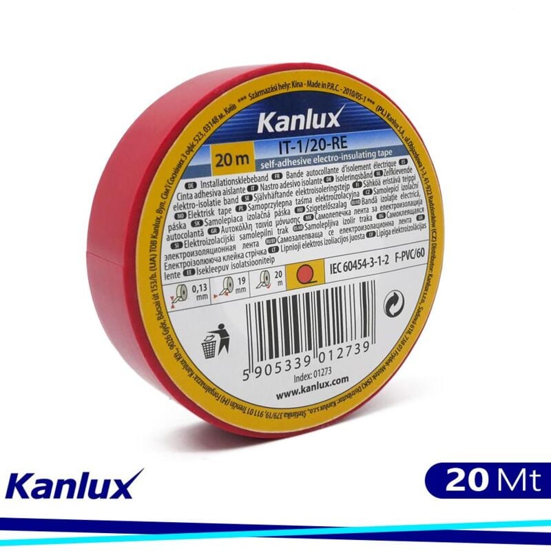 foto del prodotto nastro isolante adesivo elettricista isolante elettrico 19 mm rosso 20 mt
