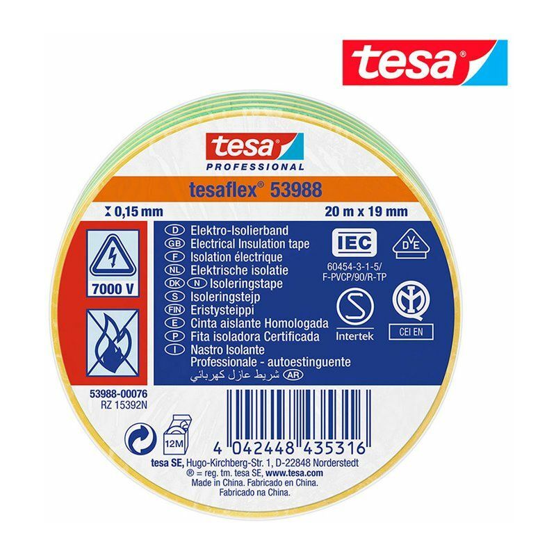 foto del prodotto nastro isolante approvato bicolor 20m x 19mm 53988 tesa