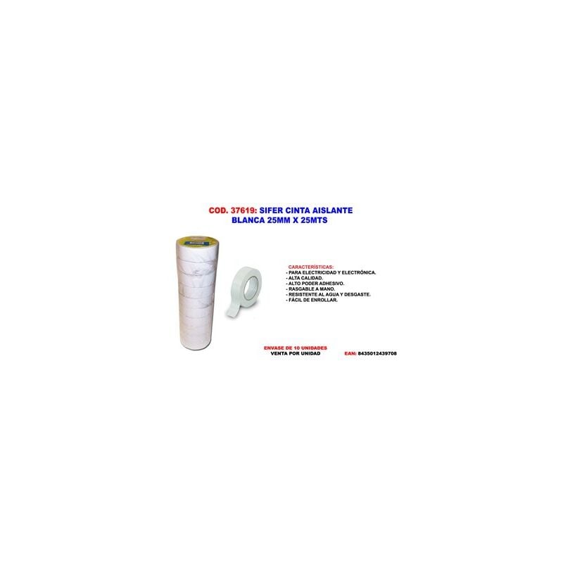 foto del prodotto nastro isolante bianco sifer rotolo 25 mx 25 mm ca25b