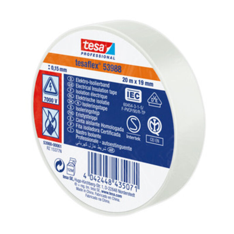 foto del prodotto nastro isolante certificato bianco mm.19(mt.25). prezzo per 1 pezzo.