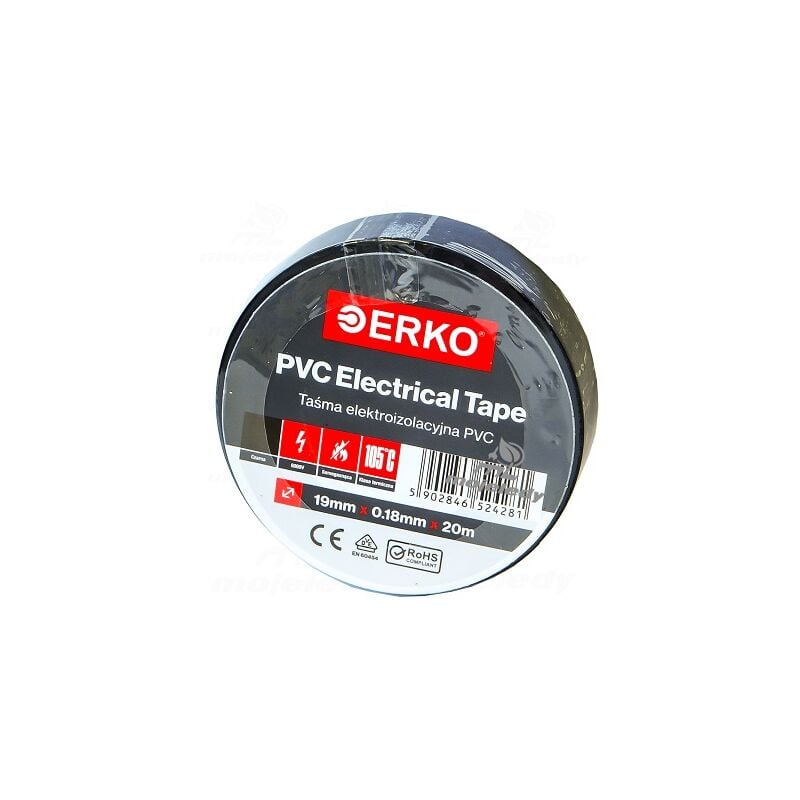 foto del prodotto nastro isolante grande 19mm 20m nero erko 1 pz