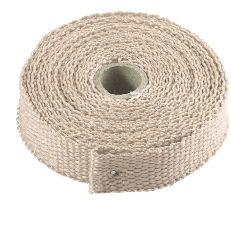foto del prodotto nastro isolante in lega di titanio da 5 m x 2,5 cm per tubo di scarico, collettore di scarico, acciaio inossidabile nero con 4 fascette, marrone