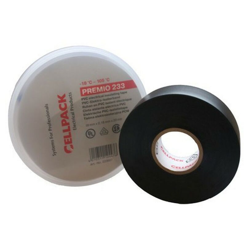 foto del prodotto nastro isolante nero cellpack pvc 0.18mm x 19mm x 20m 223607