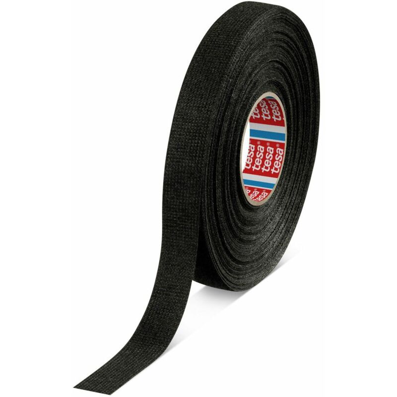 foto del prodotto nastro isolante nero defabric tesa 15mm x 25m, ideale per la protezione e la riparazione in varie applicazioni elettriche.