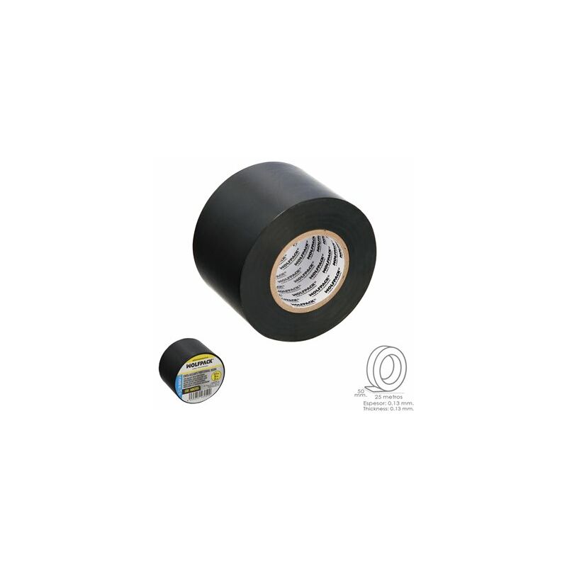 foto del prodotto nastro isolante professionale nero spessore 0,13 mm. larghezza 50 mm. rotolo da 25 metri