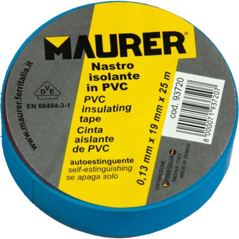 foto del prodotto nastro isolante pvc blu maurer 10mtx15mm sp.0,13mm