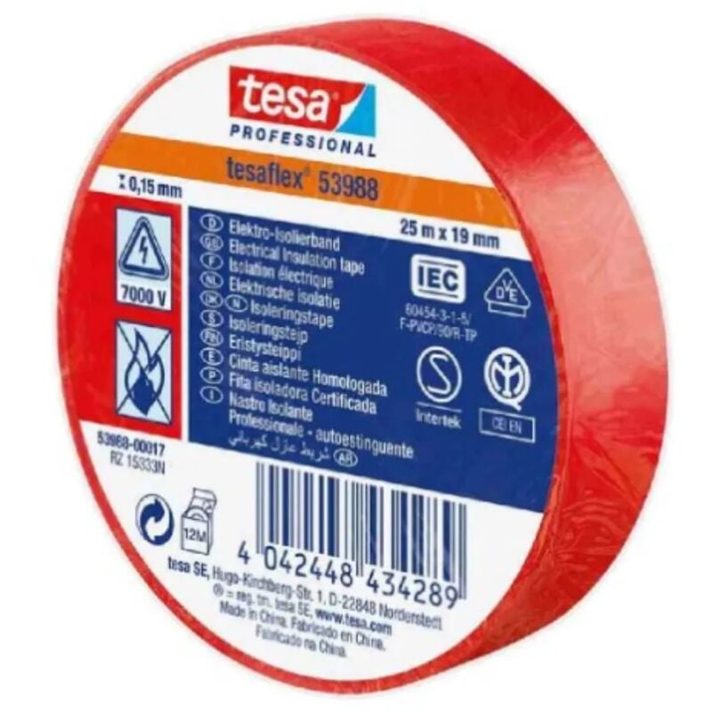 immagine 0 del prodotto nastro isolante tesa mm 19 x 25 mt rosso