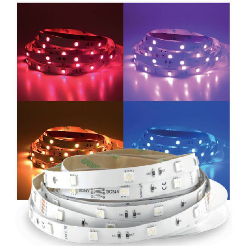 foto del prodotto nastro led dimmerabile dc24v 7.2w m 30led m 180 ip20 5m rgb