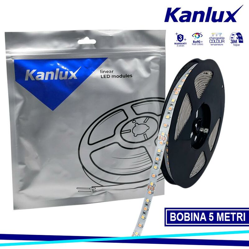 foto del prodotto nastro led l120 16w m 12 ip00cct kanlux luce fredda