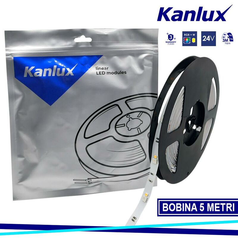 foto del prodotto nastro led l48 9w m 24 ip65 rgbw kanlux luce naturale