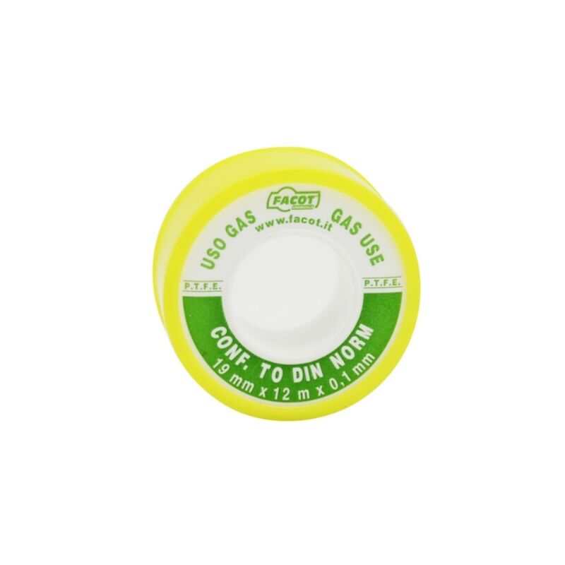 foto del prodotto nastro p.t.f.e teflon din uso gas h 19 mm x 12 m facot
