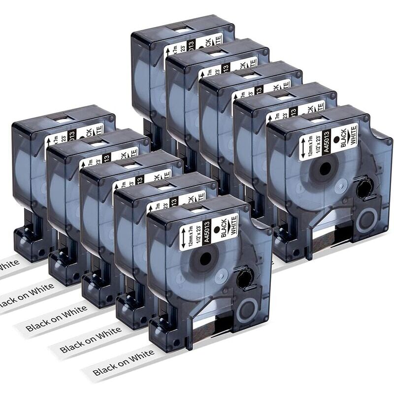 foto del prodotto nastro per etichette compatibile con d1 12mm x 7m 45013 s0720530 cartuccia nero su bianco per labelmanager lm 160 210d 280 420p pnp 500ts labelpoint