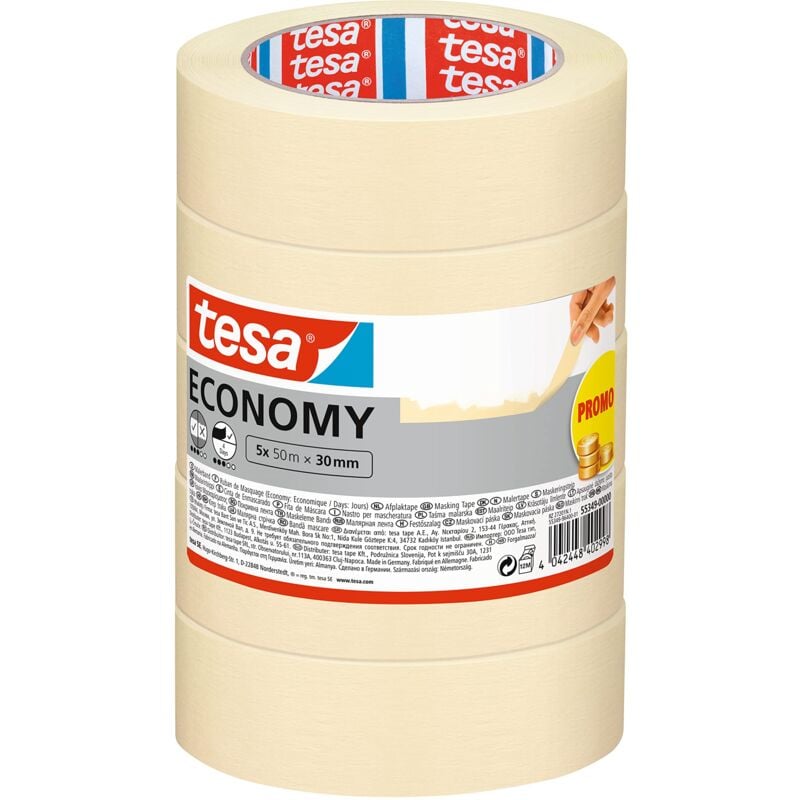 foto del prodotto nastro per mascheratura economy ecologo nastro in carta per mascheratura, rimozione senza residui per 4 giorni, senza solventi sottile, 5x 50 m x