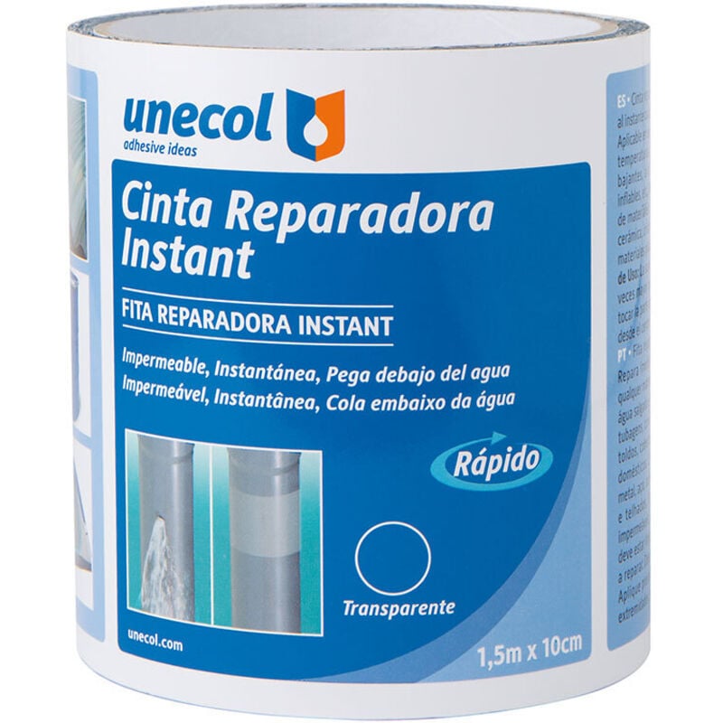 foto del prodotto nastro per riparazioni instant 10cm x 1,5m trasparente a7711 unecol