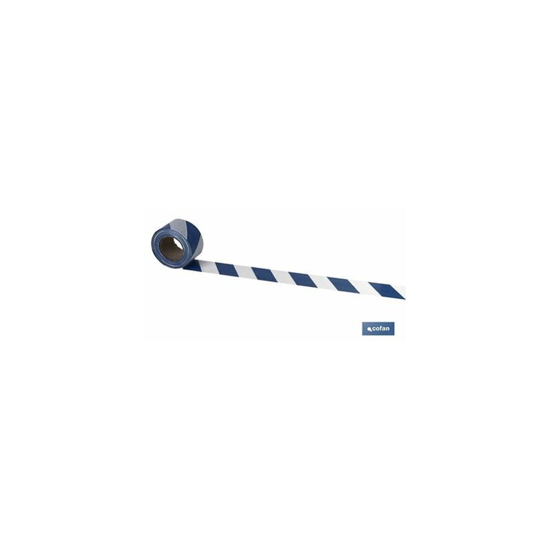 foto del prodotto nastro per segnalazione blu bianco 80 mm x 200 m