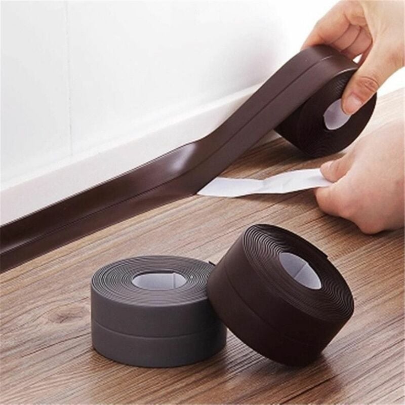 foto del prodotto nastro pieghevole e antimuffa sigillante per bagno cucina, 3.4 metri x 38mm colore marrone