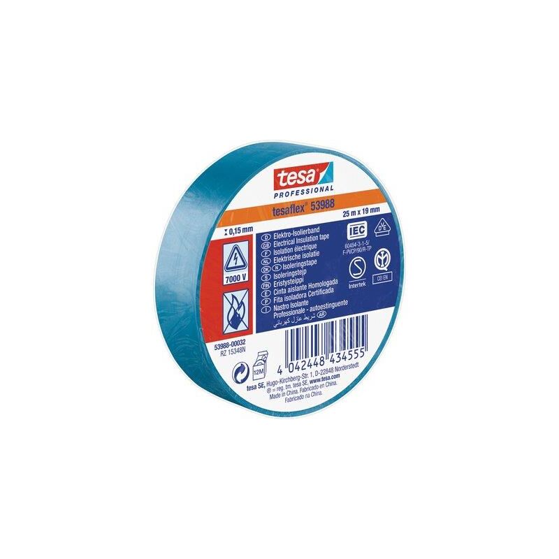 foto del prodotto nastro pvc isolante imq tesa azzurro mm 19 ml 25