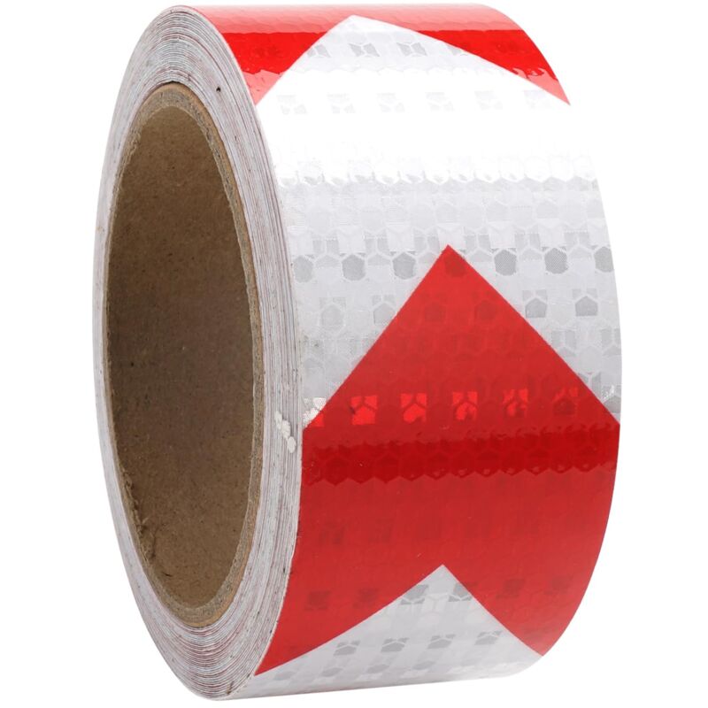 foto del prodotto nastro riflettente rosso e bianco 10m x 5cm nastro riflettente autoadesivo, nastro riflettente adesivo, adesivi riflettenti, nastro adesivo