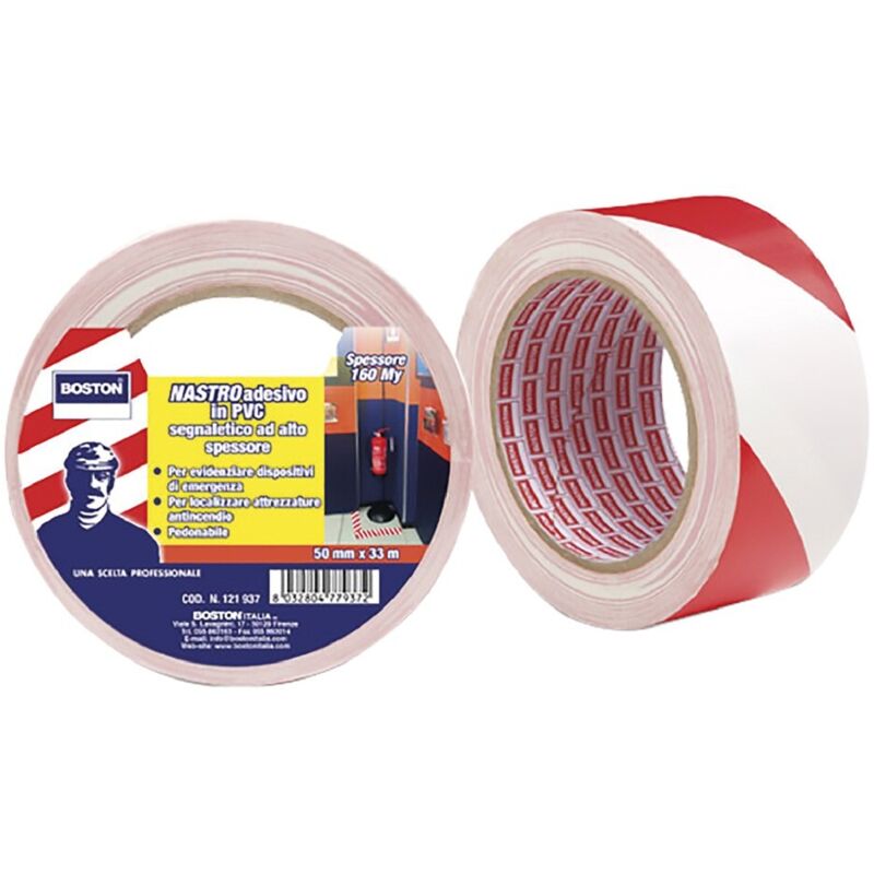 foto del prodotto nastro segnaletico adesivo bianco rosso