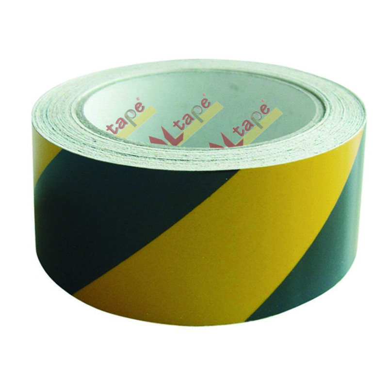 foto del prodotto nastro segnaletico adesivo in pvc giallo nero mm.50h. rotoli da mt.33 giallo nero