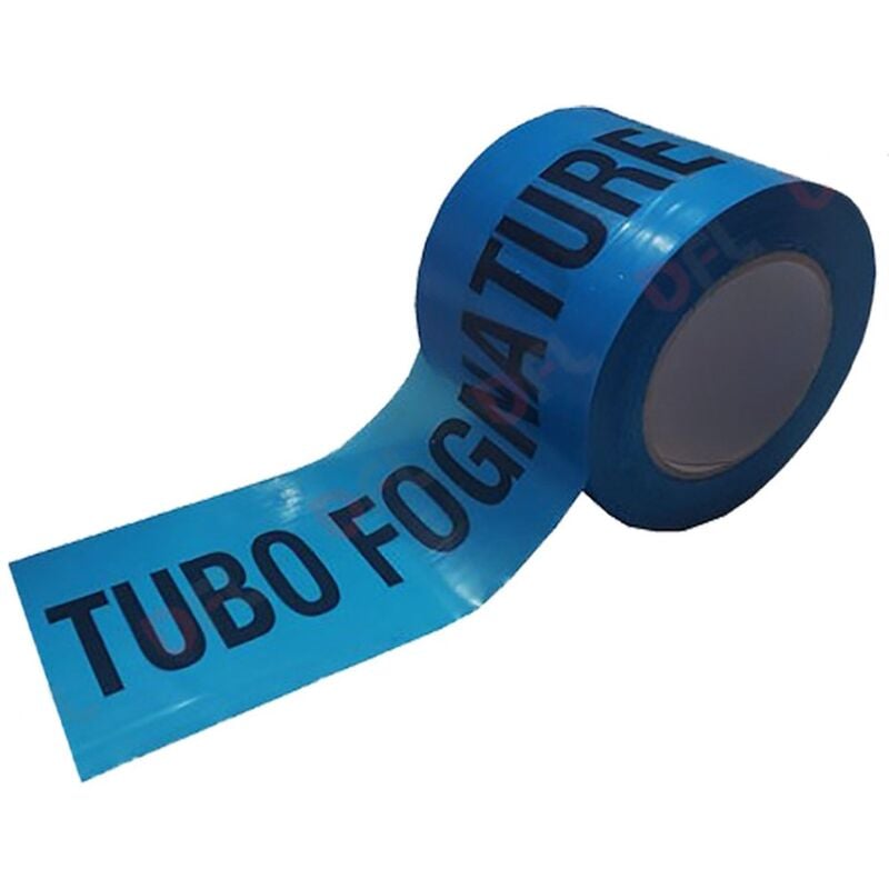 foto del prodotto nastro segnaletico per tubo fognatura 10 cm x 200 m azzurro df 106506