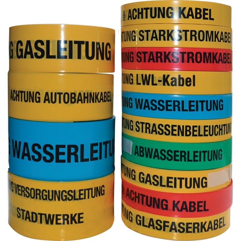 foto del prodotto nastro segnaletico, stampato, segnaletico, tubo teleriscaldamento l.40mm, l.250m giallo