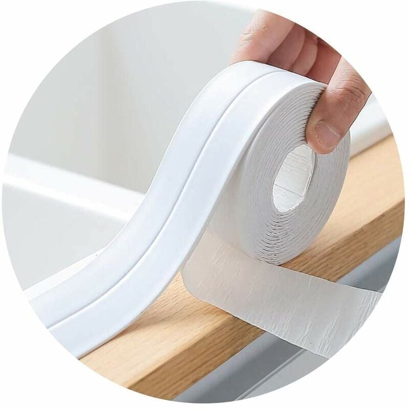 foto del prodotto nastro sigillante in silicone bianco per il bagno, nastro sigillante per cucina o bagno, nastro autoadesivo antimuffa e antiperdita adatto a molte