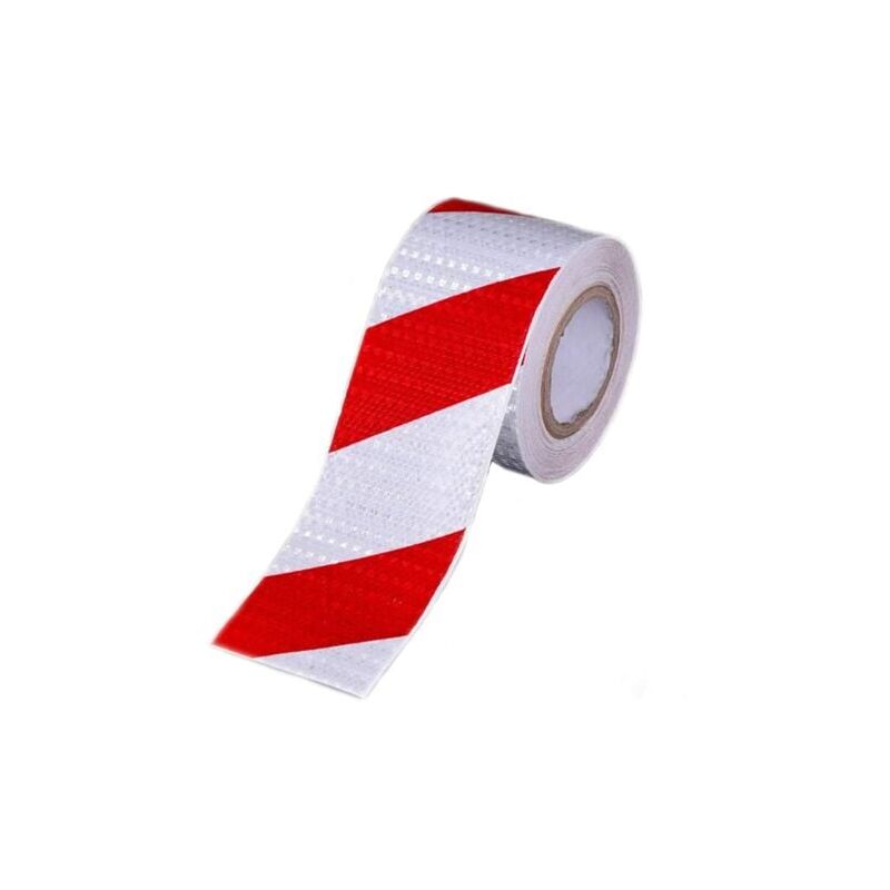 foto del prodotto nastro stradale rosso e bianco nastro riflettente autoadesivo avviso di traffico adesivo riflettente notturno segnaletica per pavimento per auto, 5
