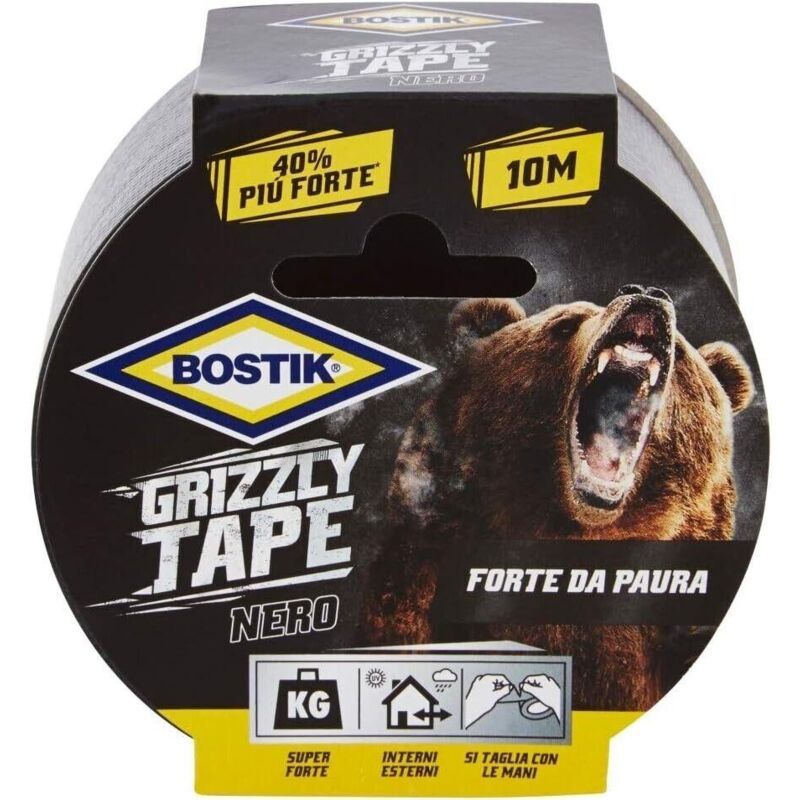 foto del prodotto nastro telato bostik grizzly tape colre nero per riparare, fissare, rinforzare